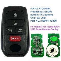 Aftermarket 4+1 Smart Remote Keyless Key 8990H-42380 8990H-42381 FCC HYQ14FBX 8A Chip 315Mhz For Toyota RAV4 2021