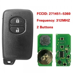 Replacement 2 Button Smart Car Key Remote Control Fob 312MHz 4D P1 98 Chip PCB Number 271451-5360 For Toyota Prado