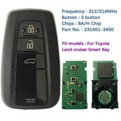 Aftermarket 3 Button Smart Key For Toyota Land Cruiser Remote Fob 231451-3450 G Board 8A Chip RF430 312/314Mhz