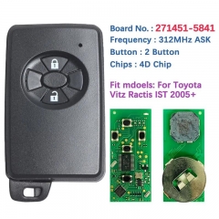 Aftermarket 2 Button Smart Key For Toyota Vitz Ractis IST 2005+ P1 94 4D-67 312MHz ASK 89904-52011 89904-52060 Keyless