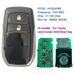 Aftermarket 2 Button Smart Remote Key 314MHz 89904-60X30 FCC ID HYQ14FBB For Toyota Land Cruiser 2020