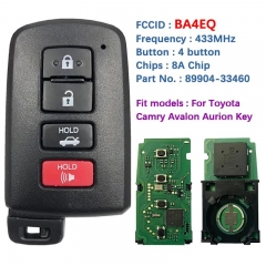 Aftermarket 4 Button Smart Key Control For Toyota Camry Avalon Aurion With BA4EQ P1 88 DST-AES Chip 433MHz 89904-33460