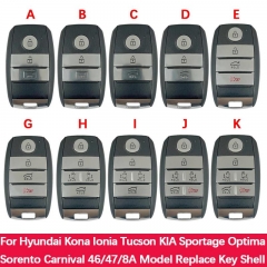 Replacement Key Shell For Hyundai Kona Ionia Tucson For KIA Sportage Optima Sorento Carnival 46/47/8A Smart Key Shell Replace