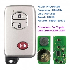 Aftermarket 3 Button Smart Key For Toyota Land Cruiser Proximity Remote 314Mhz FCCID HYQ14AEM G Board 6601 89904-60771