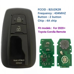 Aftermarket 2 Button Smart Car Key For Toyota Corolla Remote 434MHZ 4A Chip HITAG AES B2U2K2R