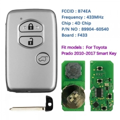 Aftermarket 3 Button Smart Key For Toyota Prado 2010-2017 Proximity Remote 61A541-0030 433MHz FSK 89904-60540 B74EA