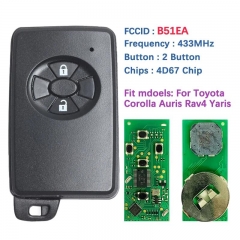 Aftermarket 2 Button Remote Key FCC B51EA 0780 4D-67 Chip 433MHz 89904-52071 For Toyota Corolla Auris Rav4 Yaris