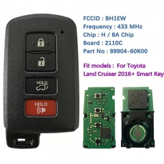 Aftermarket 4 Button Smart Key For Toyota Land Cruiser 2016 - 2017 433MHz FCC ID BH1EW P1 A8 DST-AES Chip 89904-60K00