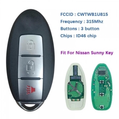 Aftermarket 3 Button Smart Remote Control For Sunny Sentra Versa 315Mhz ID46 PCF7952 Chip CWTWB1U815 No Logo