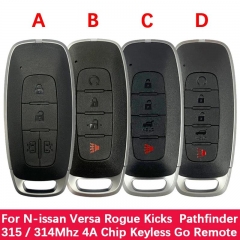 Aftermarket Keyless Key S180146104 106 KR5TXPZ1 4A Chip 315/433Mhz For N-issan Rogue Kicks Versa Ariya Pathfinder 2022