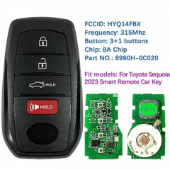 Aftermarket 4 Button Smart Keyless Key FCCID HYQ14FBX 8990H-0C020 8A Chip 312/314Mhz For Toyota Sequoia 2023-2024