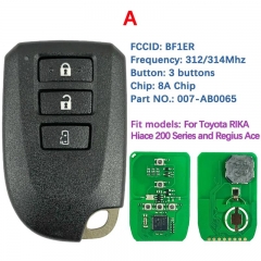 Aftermarket 3/4 Button Smart Key FCC BF2EM/BF2ER 89904-26020 312/314MHz 8A Chip For Toyota Hiace Regiusage 2013