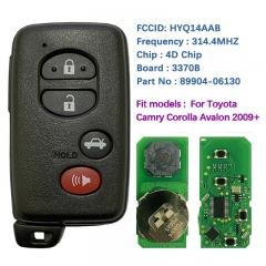 Aftermarket 4 Button Smart Key FCC HYQ14AAB 3370 314.4mhz 4D Chip 89904-06130 For Toyota Camry Corolla Avalon 2009-2014