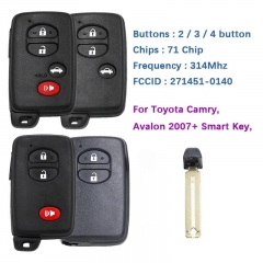 Aftermarket key For Toyota Camry Avalon 2007+ With HYQ14AAB P1 D4 4D-67 314MHz Light Gray 89904-06041 89904-33181