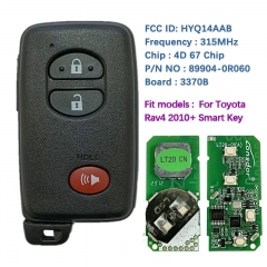 Aftermarket 3 Button Smart Keyless Key For Toyota Rav4 2010+ HYQ14AAB-6601 P1 98 4D-67 Chip 314MHz 89904-0R060