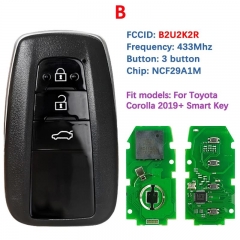 Aftermarket 3 Button Smart Key Remote Frequency 434MHZ 4A Chip FCCID Number B2U2K2R PN 61E466-0010 For Toyota Corolla