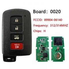 Aftermarket 4-Button Smart Key For Toyota Camry 2012-2020 312/314/315 MHZ PN 89904-06140 HYQ14FBA G BOARD 281451-0020