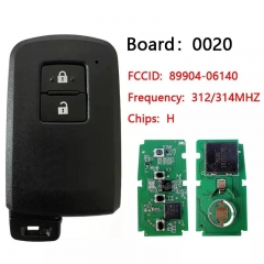 Aftermarket 2 Button Smart Key For Toyota 2012-2020 With 312/314/315 MHZ PN 89904-06140 HYQ14FBA G BOARD 281451-0020