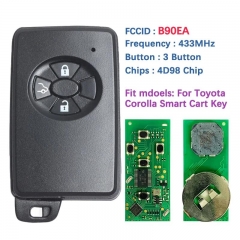 Aftermarket 3 Button Smart Key For Toyota Corolla Auris Rav4 Yaris 2006+ Remote 89904-52071 B90EA 433MHz ASK 4D98 Chip