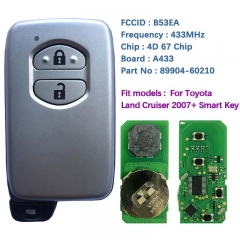 Aftermarket 2 Button Smart Key B53EA P1 D4 4D-67 Chip 433MHz 89904-60210 Keyless Go For Toyota Land Cruiser 2007+