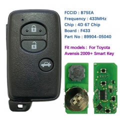 Aftermarket 3 Button Smart Key For Toyota Avensis 2009+ With FCC B75EA P1 98 4D-67 Chip 433MHz 89904-05040 Keyless Go