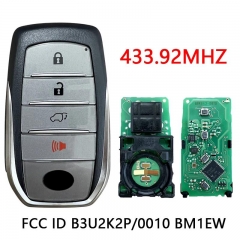 Original 4 Button Smart Car Key For Toyota Fortuner Remote Control 8A Chip 433.92MHZ FCC ID B3U2K2P/0010 BM1EW