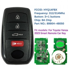 Aftermarket 4 Buttons Smart Remote Keyless Key 312/314Mhz 8A/H Chip 8990H-48050 FCC HYQ14FBX For Toyota Venza 2021