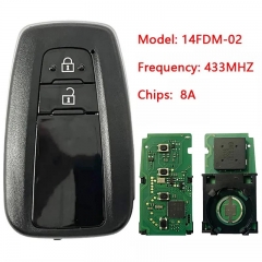 Aftermarket 2 Button Smart Key Proximity Remote FCCID 14FDM-02 433MHz H/8A A9 A9 Chip No Logo For Toyota CHR