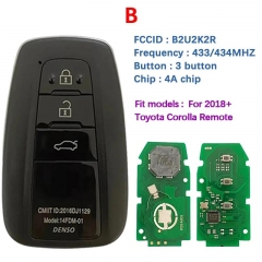 Aftermarket 2/3/4 Button Smart Key Remote B2U2K2R HITAG AES NCF29A1M 433MHz 8990H-02050 For Toyota Corolla 2018+