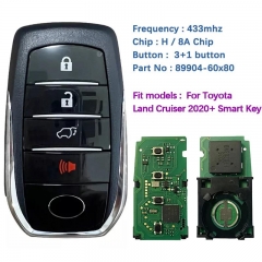 Aftermarket 3+1 Button Smart Key For Toyota Land Cruiser 2020 Remote 433mhz 89904-60X80 2110C Board