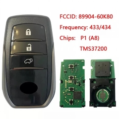 Aftermarket 3 Buttons Smart Key 433MHz P1 (A8) Transponder 89904-60K80 BJ2EW For Toyota Land Cruiser 2016-2017