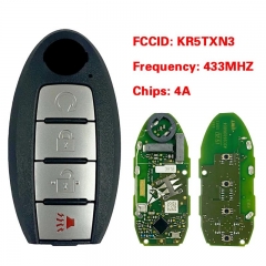 Original 4 Button Smart Keyless Remote Key 4A Chip 433MHz 285E3-6TA5B FCC KR5TXN3 S180144503 For N-issan Rogue 2021