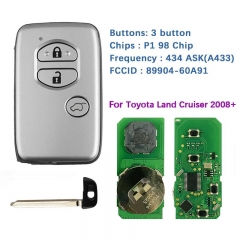 Aftermarket Replacement 3 Buttons Smart Key For Toyota Land Cruiser 2008+ B77EA P1 98 4D-67 Chip A433 Keyless Go 433ASK