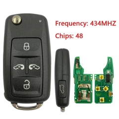 Aftermarket 4+1 Button Flip Remote Car Key For VW Sharan Control Fob ID48 Chip 434Mhz NON-KEYLESS GO 7N0 837 202 F