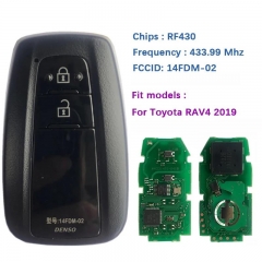 Original 2 Button Smart Car Key For Toyota RAV4 2019 Frequency 433MHZ 14FDM-02 Board Number 231451-0410