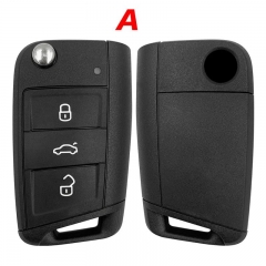 Aftermarket 3 Button Flip Remote Key For VW MQB Replacement Shell Metal Plastic Bottom HU162T And HU66 Blade