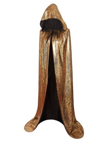 Unisex Christmas Hooded Cloak, Shiny Full Length Halloween Costume Party Cape-Golden Laser