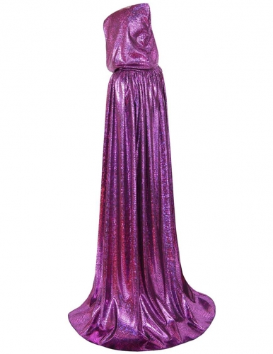 Unisex Christmas Hooded Cloak, Shiny Full Length Halloween Costume Party Cape-Purple Laser