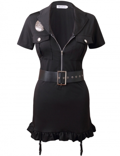 GRACIN Womens Halloween Sexy  Officer Costume, 7 Pieces Dirty Cop Play Dress