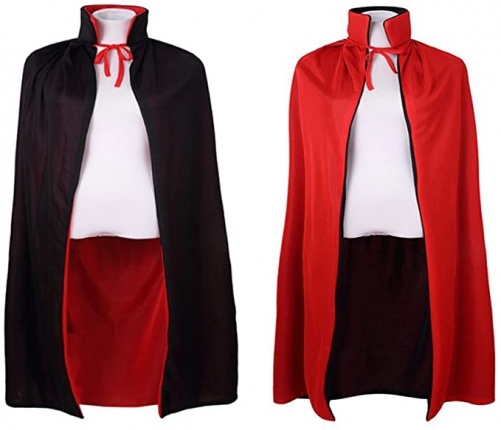 TOONRAIN Halloween Costumes 35" Black and Red Reversible Cape for Kids Fancy Dress Cosplay