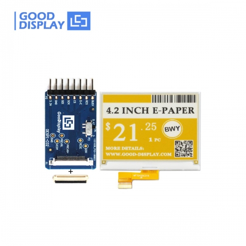4.2 inch Three colors yellow epaper display e-ink with HAT connector demo board