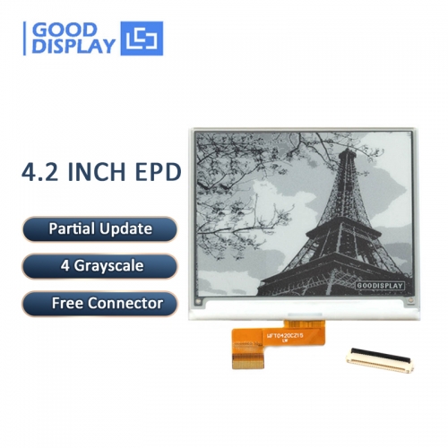 4.2 inch e-ink panel SPI interface 4 Grayscale buy e-paper display Customizable 2s Fast Refresh, GDEW042T2