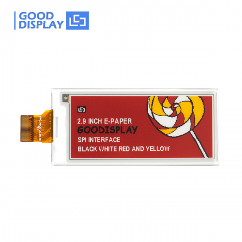 2.9-Inch E Ink Display Crisp 296x128 Resolution with Bold Black, White, Yellow, and Red Colors