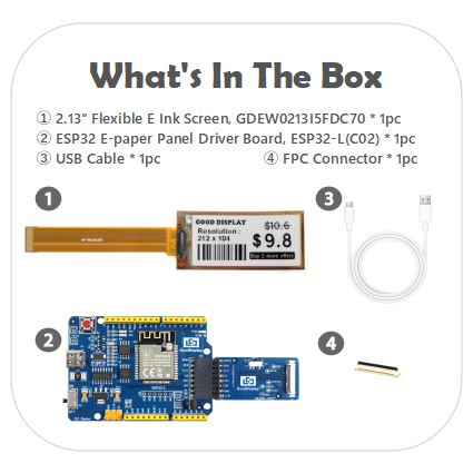 GDEW0213I5FDC70 with ESP32 Demo Kit