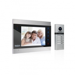 TMEZON 4 Wired Video Intercom Door Entry System for Several Families & Apartment, 7" Monitor & 1200TVL Camera, 2-Way Audio, Unlock, Snapshot & Record