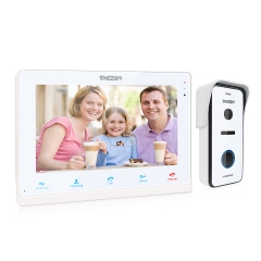 TMEZON 10 Inch Wifi Smart IP Wired Video Door Phone, Intercom Door Entry System,1x Touch Screen Monitor with 1x720P Doorbell