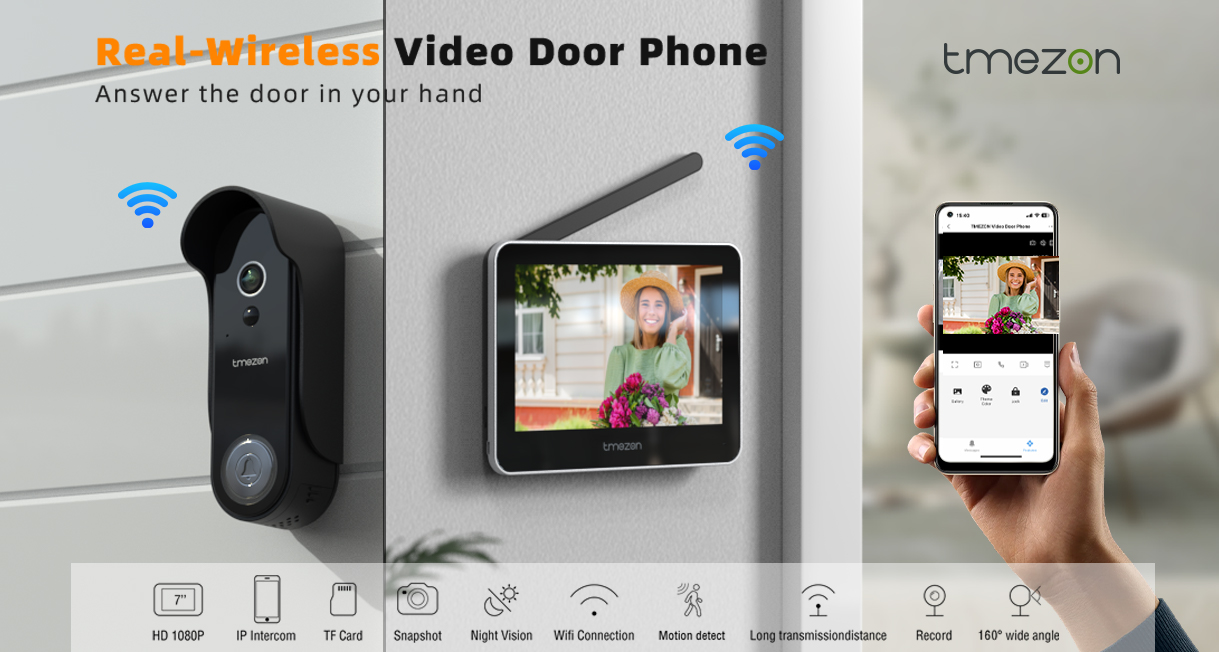 TMEZON Wire-free Real Wireless Video Door Phone 7