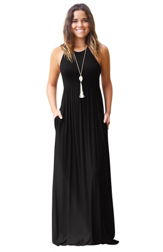 Women's Sleeveless Maxi Dress Casual Long Dresses with Pockets
