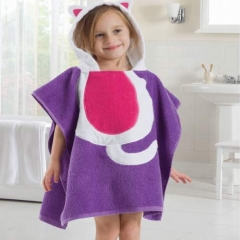 Custom Printed Cotton poncho hooded for Children