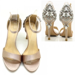 Wholesale Round Toe Satin Diamonds heel sandals